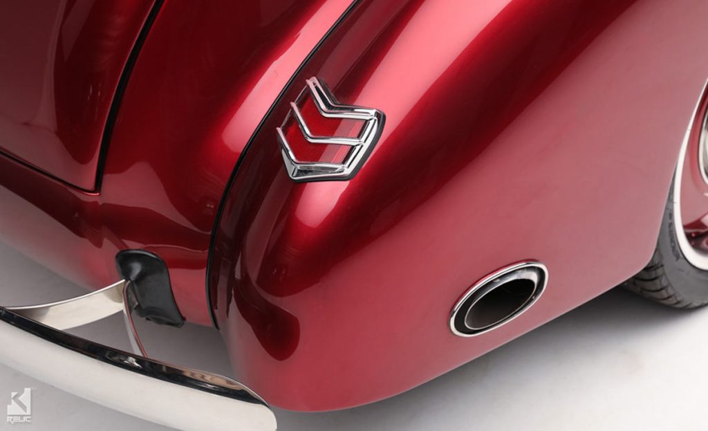 taillight and exhaust of a custom 1940 Ford Hot Rod